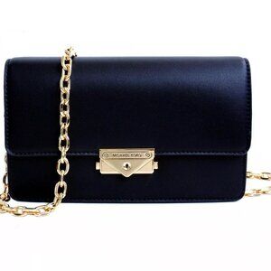 Michael Kors CECE Medium Flap Structured Clutch Chain Shoulder Bag Black NWT